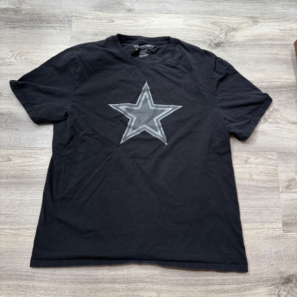 Dallas Cowboys Authentic T Shirt Mens Medium Star Graphic Black NFL Football